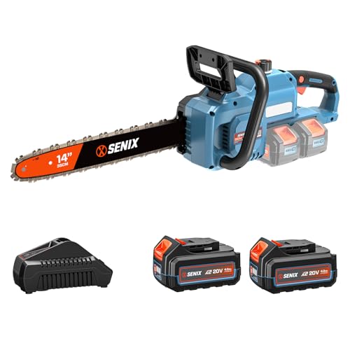 SENIX 40V 14-Inch Cordless Electric Chainsaw with 2 Batteries