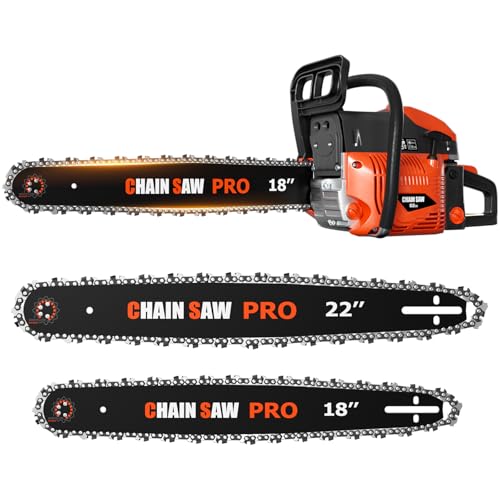 62CC Gas Chainsaw with 18" & 22" Bars and Ergonomic Handle