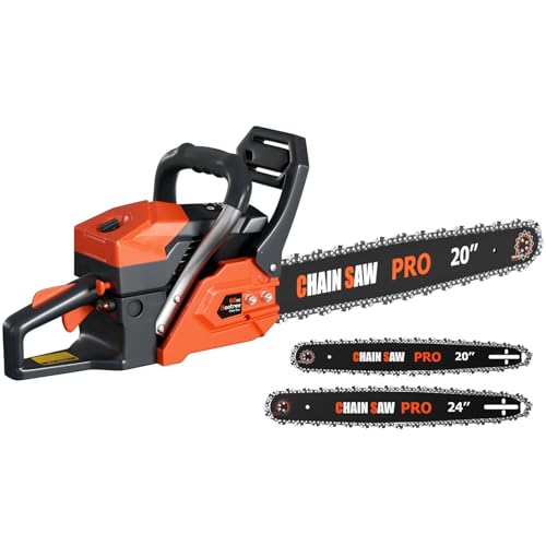 62cc Gas Chainsaw with 20 & 24 Inch Bars and Anti-Vibration System