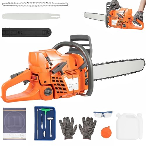 24-Inch 72CC Gas-Powered Chainsaw with Air-Cooled 2-Stroke Engine