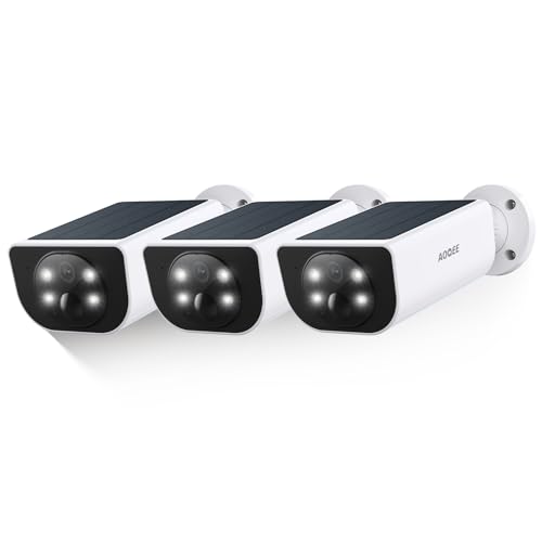 AOQEE 2K Wireless Solar-Powered Outdoor Security Camera (3 Pack)