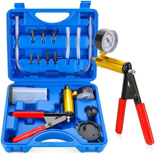 2-in-1 Handheld Vacuum Pump Brake Bleeder Kit with Pressure Gauge