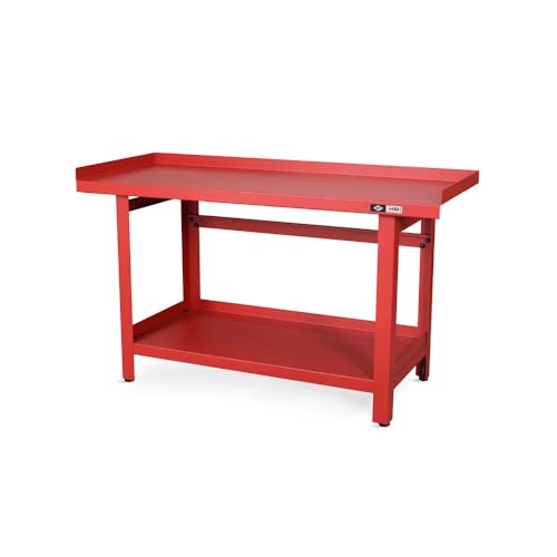 Heavy-Duty Steel Workbench with Storage Shelf