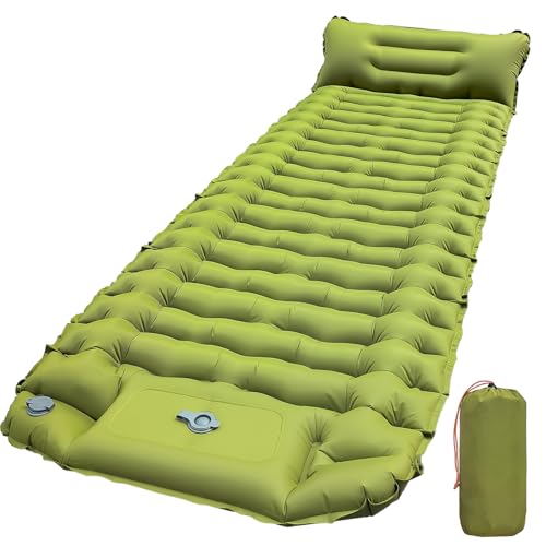 Ultralight Inflatable Camping Sleeping Pad with Built-in Foot Pump and Pillow