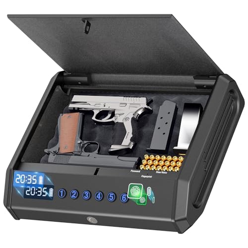 Biometric Quick Access Gun Safe with Fingerprint, PIN, and Key Unlock