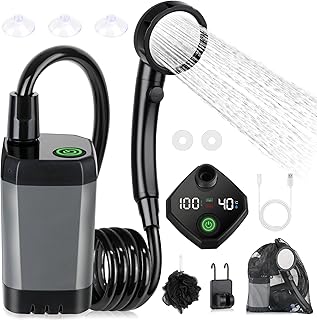 Portable Shower for Camping – 6000mAh Rechargeable Pump, 4 Spray Modes