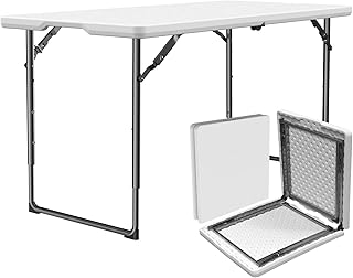 4ft Heavy Duty Folding Table with Adjustable Height, White