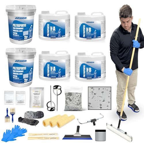 ArmorPoxy Polyaspartic Garage Floor Coating Kit ,  Fast Cure, UV & Chemical Resistant, 500 Sq Ft