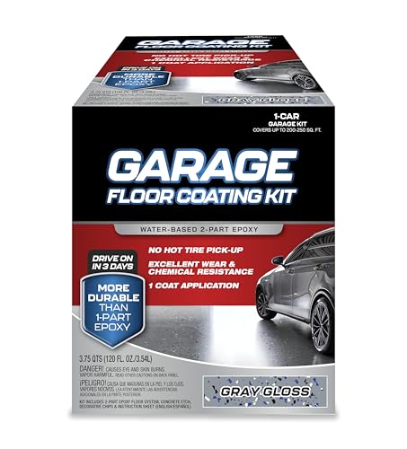 Two-Part Epoxy Garage Floor Coating Kit ,  Gray, High-Gloss, Chemical Resistant