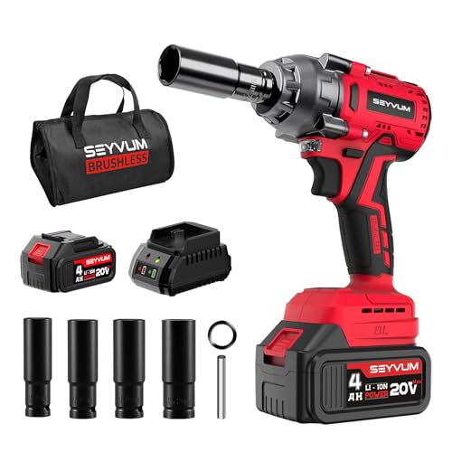 SEYVUM 1/2" Cordless Impact Wrench with 20V Brushless Motor