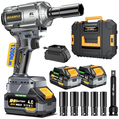 SOARFLY 21V Cordless Brushless Impact Wrench with 900 Ft-lbs Torque