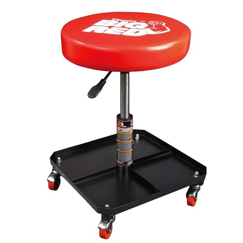 Adjustable Rolling Mechanic Stool with Padded Seat and Tool Tray