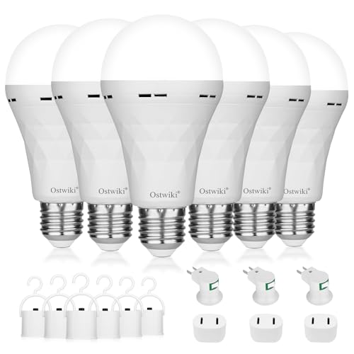 Ostwiki Rechargeable Emergency LED Light Bulbs, 6-Pack