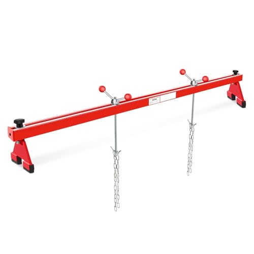 Adjustable Engine Support Bar with 1100 lbs Capacity and Dual Hooks