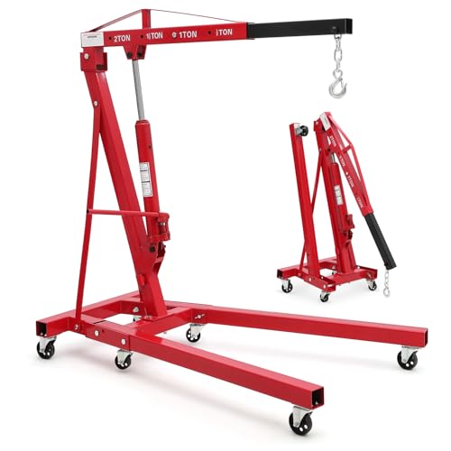 2-Ton Folding Engine Hoist with Telescoping Boom and Hydraulic Lift