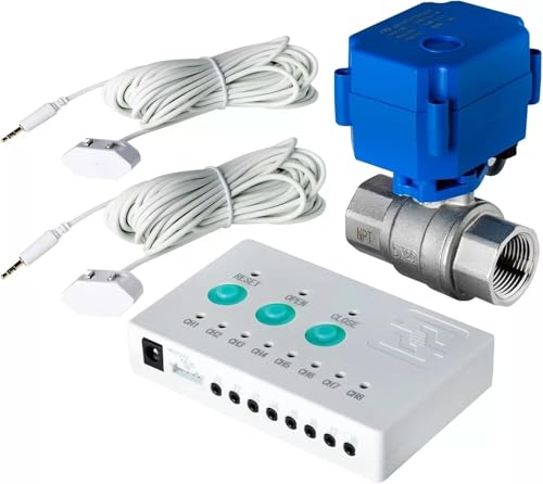 Water Leak Detector with Automatic Shut-Off Valve and Alarm System