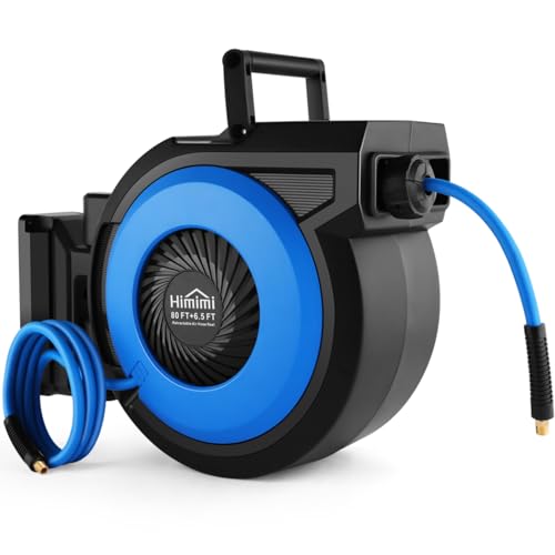 Retractable 80ft Pneumatic Air Hose Reel with Automatic Rewind