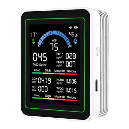 10-in-1 Portable Indoor Air Quality Monitor with Smart Sensors and HD Display