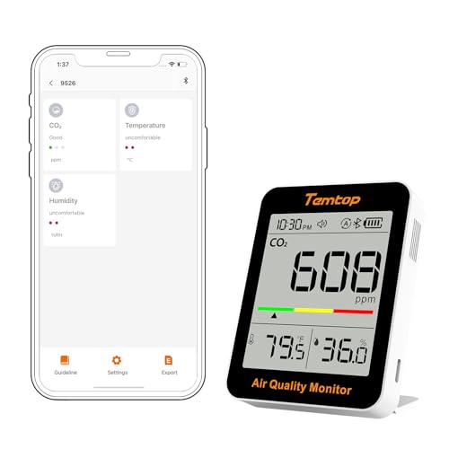Temtop Portable Indoor CO2, Temperature, and Humidity Monitor