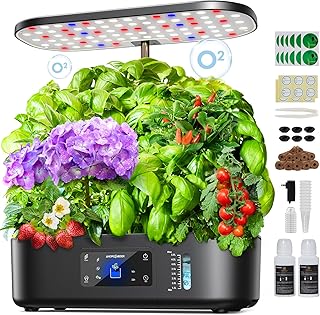 Ahopegarden Hydroponics Growing System Kit Indoor Herb Garden with Grow Light