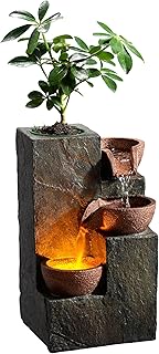 Tabletop Indoor Water Fountain – 3-Tier Rock Waterfall, Relaxing