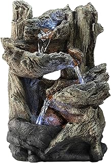 Alpine Corporation Indoor Tiered Log Fountain, 14"
