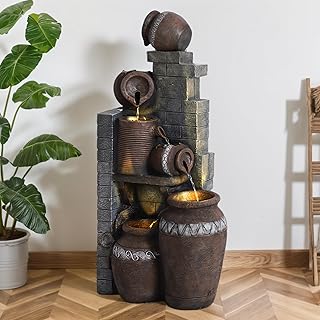 6-Tiers Garden Waterfall Fountain, 40''H Outdoor/Indoor