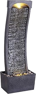Teamson Home Modern Curved Waterfall Fountain, 38.58 in., Black/Gray