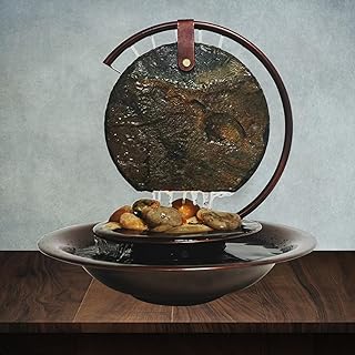 Indoor Tabletop Moon Fountain, 13 Tall - Soothing Rain Sound