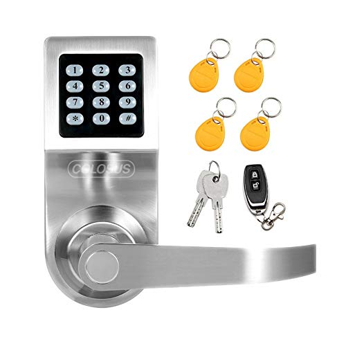 Electronic Keyless Smart Door Lock with Keypad, Key Fobs, and Remote Control