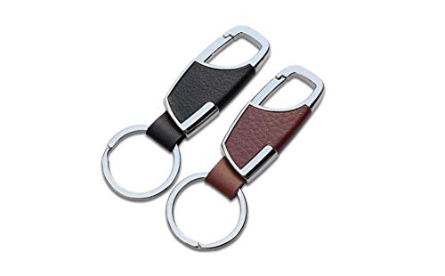 Stainless Steel and Leather Keychain Set - Heavy Duty Key Holder