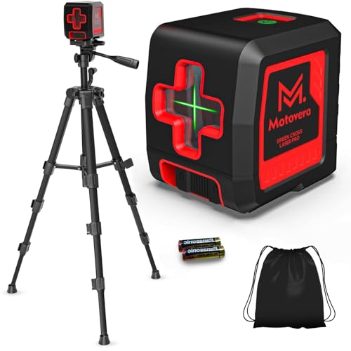 Motovera 100ft Green Cross Line Self-Leveling Rotary Laser Level with Tripod