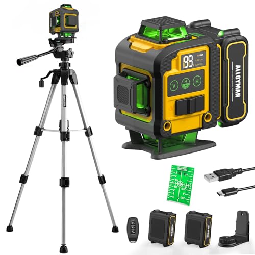 Alloyman 4x360 Self-Leveling Green Laser Level with Tripod