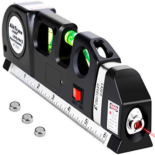 Multipurpose Cross Line Laser Level with 8-Foot Measuring Tape