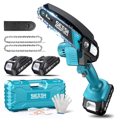 Seesii 6-Inch Cordless Mini Chainsaw with Dual Batteries