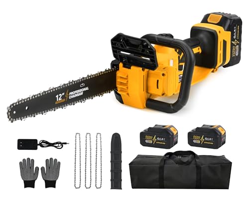 12" Cordless Electric Chainsaw with Dual 4.0Ah Batteries