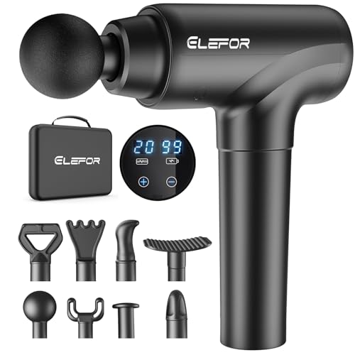 Elefor Deep Tissue Massage Gun with 8 Heads and 20 Speeds