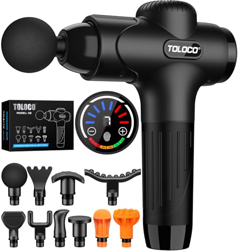 TOLOCO Deep Tissue Massage Gun with 10 Attachments