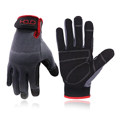 Men's Flexible Synthetic Leather Work Gloves with Touchscreen and Padded Protection