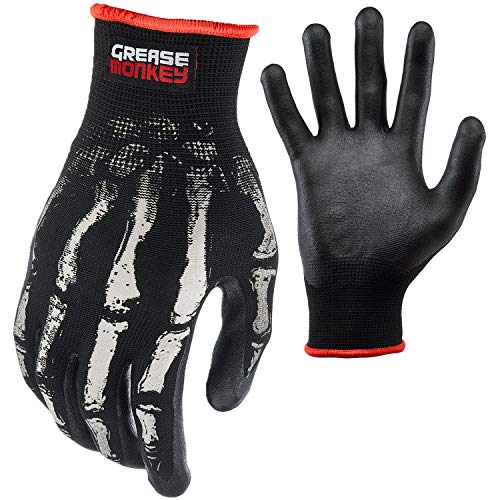 Grease Monkey Foam Nitrile Mechanic Gloves with Grip - Large, Black