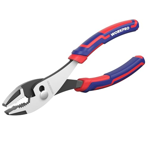 WORKPRO 8" Slip Joint Pliers with Soft Grip and Rust-Resistant Finish
