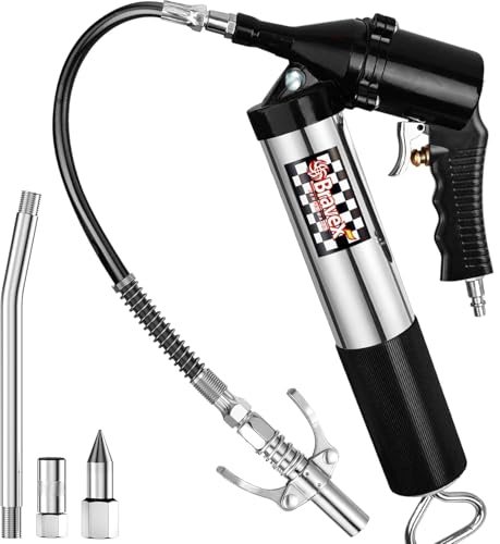 Heavy Duty Pneumatic Grease Gun with Quick Release Coupler and 18-Inch Flex Hose