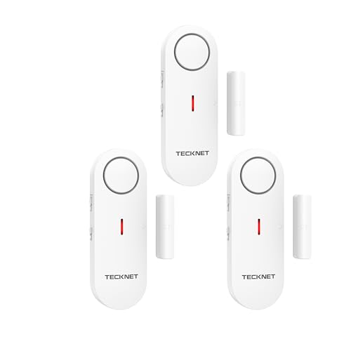 TECKNET Wireless Door and Window Alarm with 3 Volume Levels (3 Pack)