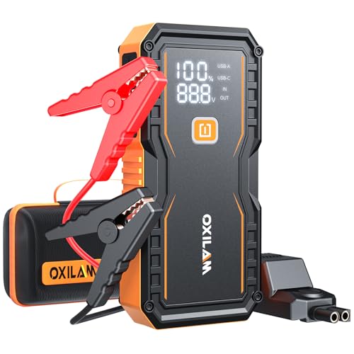 OXILAM 6000A Portable Car Jump Starter with Power Bank and LED Light