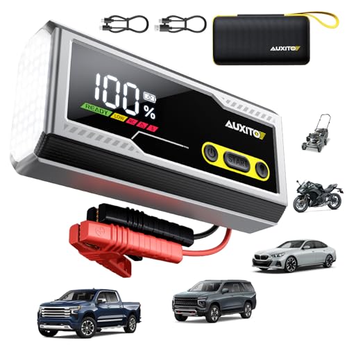 AUXITO 6000A 12V Portable Car Jump Starter with LED Display and Flashlight