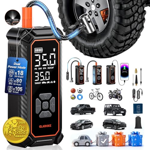 OlarHike Portable Cordless Tire Inflator with Digital Gauge and LED Light