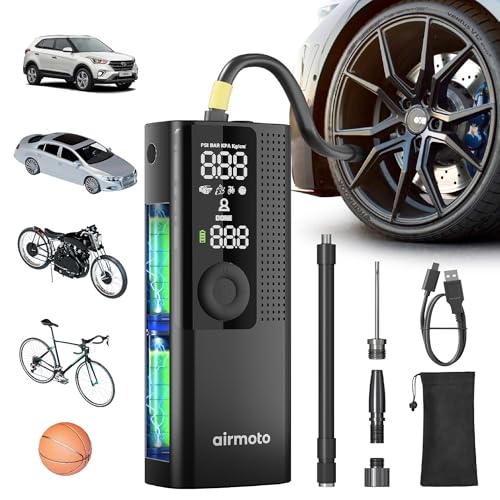 Airmoto Portable Tire Inflator with Digital Gauge and LED Light