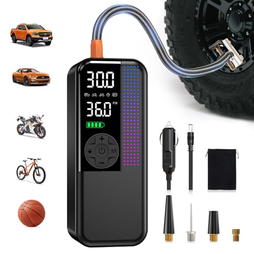 Portable Cordless Tire Inflator with Digital Pressure Gauge and LED Light