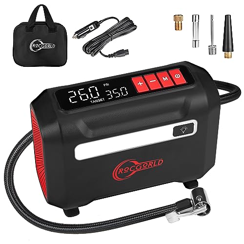 ROCGWORLD R8 Portable 12V Tire Inflator with Dual Digital Display