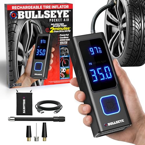 Pocket Air Portable Tire Inflator with Auto Shut-Off and Digital Gauge